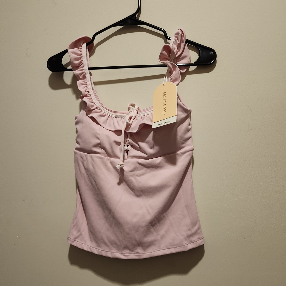 SOLID & STRIPED Blush Pink Ruffle-Trim Tank